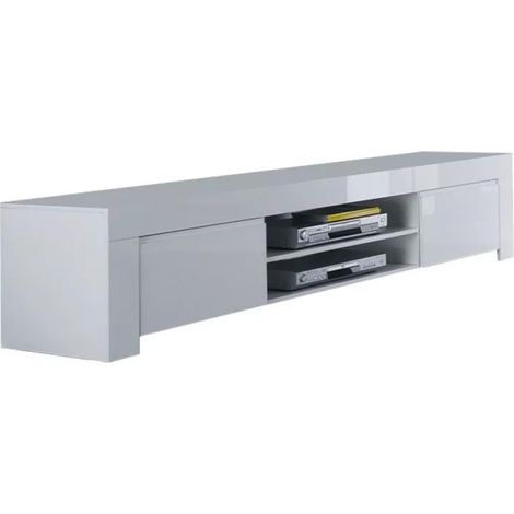 Mobile TV a 2 porte, collezione FOLOMI, colore bianco lucido lacato (1/5)