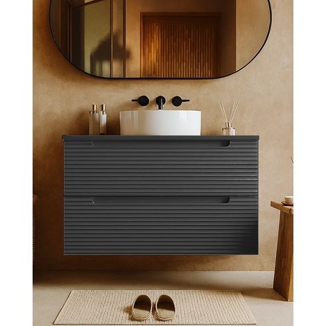 Exagonshop Mobile bagno grigio scuro 100x45 Mango lavabo da