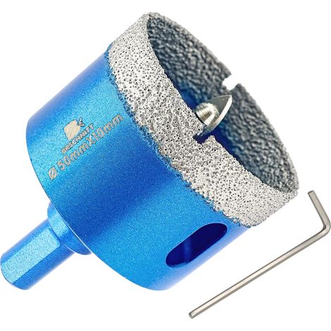 Scie Cloche Diamantée 50mm avec Foret Guidage de Centrage - Foret Diamanté Brasé pour porcelaine,carrelage,céramique,pierre,granit (1/5)