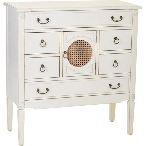 Cómoda de madera con rejilla blanca 85x38x90 (1/5)