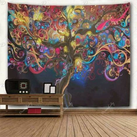 Wandteppichbehänge, psychedelischer Baum, Wandteppiche, Heimdekoration – 210 cm x 150 cm (1/4)