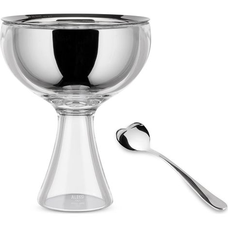 Alessi Big Love AMMI01S I - Set con Coppa per Gelato in Acciaio Inossidabile 18/10 e Resina Termoplastica e Cucchiaino da Gelato in Acciaio Inossidabile 18/10 Lucido, Ghiaccio (1/5)