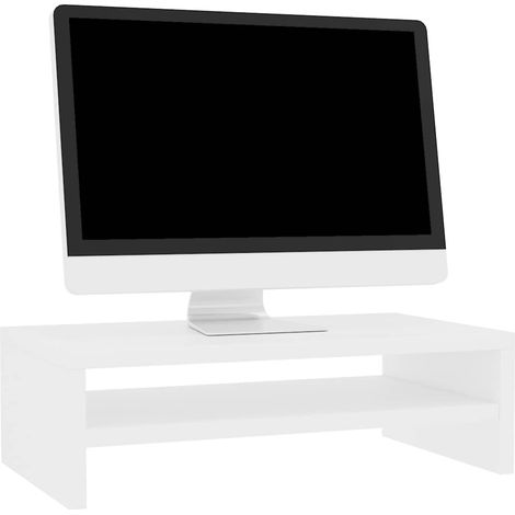 Support de moniteur Blanc 42 x 24 x 13 cm Bois d'ingénierie (1/5)