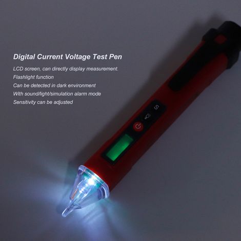 ANENG VC1010 Détecteur numérique de courant et de tension, testeur stylo sans contact, stylo de mesure de courant AC12-1000V (rouge + noir) (1/5)