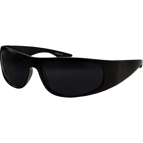 Lunettes de soleil noires à verres ultra foncés Style motard Monture enveloppante Zy (1/3)