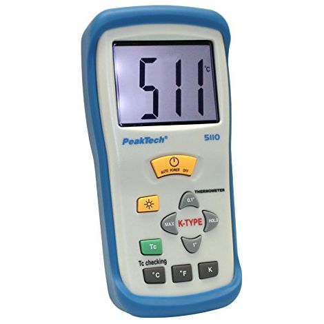 PeakTech 1 canali Termometro digitale 3 1 2 cifre di, 50 °C... + 1300 °C con di tipo K Sonda di temperatura, 1 pezzi, P 5110 (1/4)
