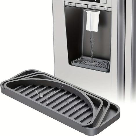 1pc Plateau anti-gouttes pour réfrigérateur en silicone - Plateau anti-gouttes pour distributeur d'eau et bac protecteur pour glaçons, avec des bords surélevés pour une évacuation efficace (1/5)