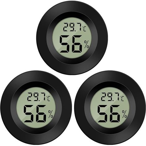 Mini termómetro higrómetro digital LCD portátil con indicador de temperatura y humedad para oficinas, cocinas, humidores, incubadoras y reptiles (3 unidades)