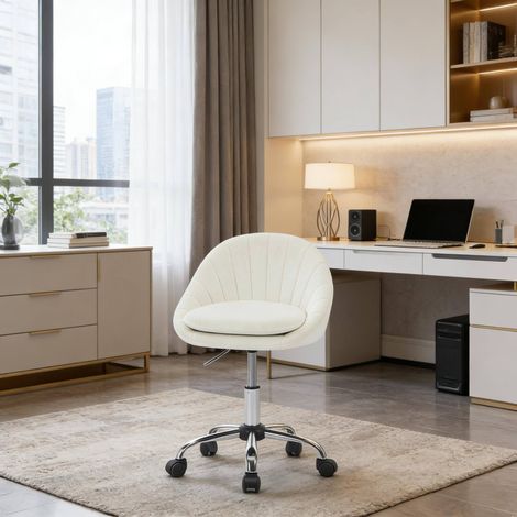 Silla de escritorio giratoria ajustable terciopelo OKMYHOME (1/5)