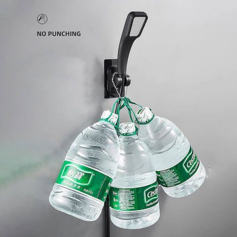 Support pommeau de douche sans perçage adhésif – angle réglable – G1/2 – Noir 12 cm (1/4)