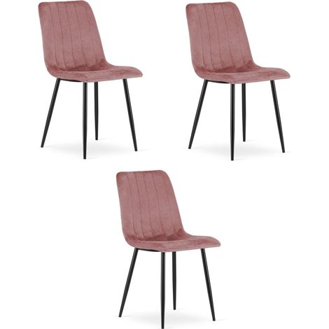 Leobert LAVA Samtstuhl Rosa mit schwarzen Metallbeinen