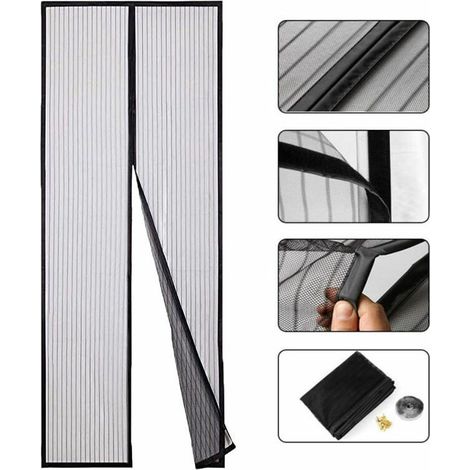 Moustiquaire sur Mesure AimantéE, 100x210cm(39x83inch) Moustiquaire Porte AimantéE Fermeture Automatique Animaux AcceptéS pour Couloirs Portes, Noir (1/5)