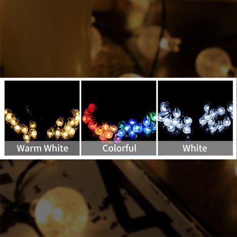 [Guirnalda de luces para exteriores] Guirnalda de luces decorativas con energía solar, con 100 LED en cable de cobre impermeable, ideal para jardín, patio, fiestas y bodas. (1/4)