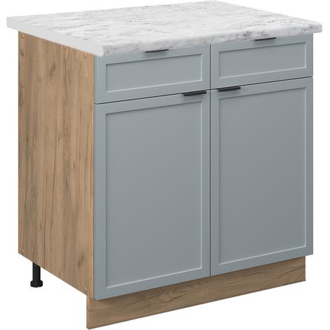 Mobiletto base per cucina Fame-Line, Blu-grigio chiaro, 80 cm , PL Marmo, Vicco