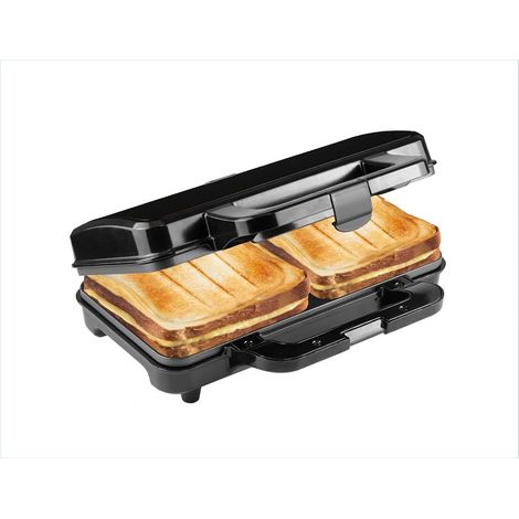 XL appareil croque monsieur, appareil à sandwich idéal pour les sandwichs américains (XL), pour deux sandwichs en forme de coquille, avec réglage automatique de la température, Couleur: Noir (1/5)