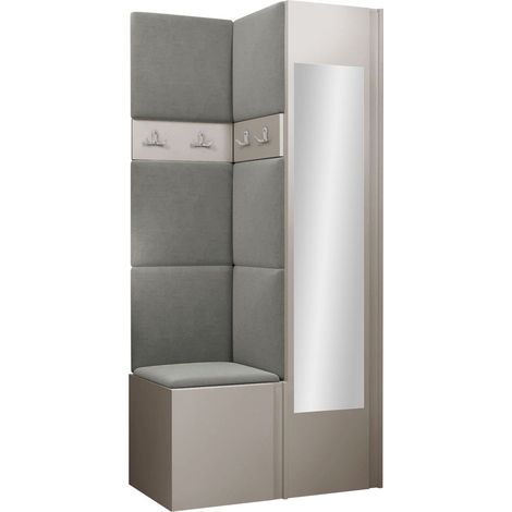 Conjunto para recibidor Pinis XXV, Polo 894, 186x82x46cm, Espejo, Tapiz, Aglomerado laminado, Colocada, Montada en la pared (1/5)