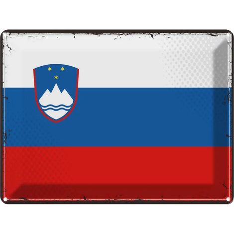 Plaque métallique 30x40 cm Slovénie Rétro Drapeau de Slovénie Armoiries (1/5)