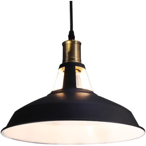 royaluxe- Suspension Luminaire Rétro En Métal (Noir) Lampe À Suspension Vintage Plafonnier D'Intérieur Pour Cuisine, Ferme, Couloir (1/5)
