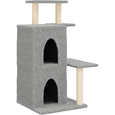 Tiragraffi per gatti Mobili per arrampicata su torre Raschietto per gatti Piattaforma da arrampicata con tiragraffi in sisal leggero 97 cm grigio 020022635
