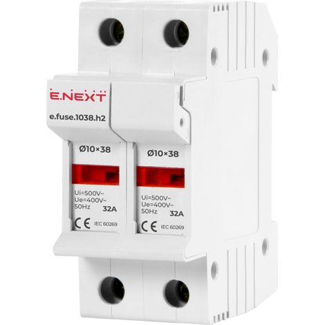 E.NEXT i0300002 Interruttore base fusibile per fusibili cilindrici 10x38 2P 32A AC