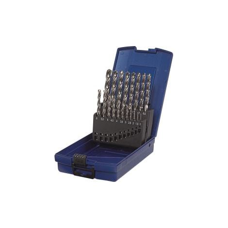 Juego  de  brocas  espirales  DIN  338  Tipo  N  Z3  D.1-10x0,5mm  HSS-Co5  19  piezas  Estuche  de  plástico  TECWERK (1/3)