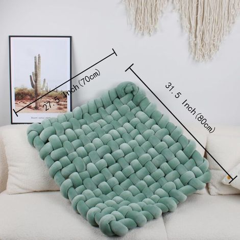 Doux tissé à la Main Pure Tapis de Jeu pour bébé Tummy Time Cushion Area Rug Coussin siège (Matcha Green) (1/5)