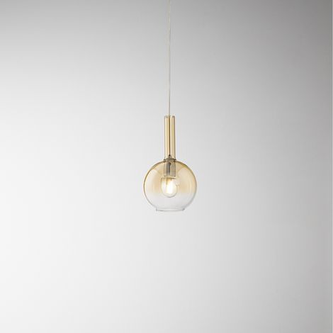 sospensione vetro e metallo ambra trasparente sfumato Lollipop d.20cm 1 luce attacco E27 Rosone non incluso (1/2)