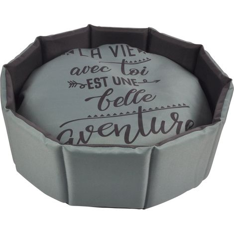 Hunde- und Katzenbett mit ausnehmbarem Kissen AVENTURE, Ø 48 cm, grau (1/3)
