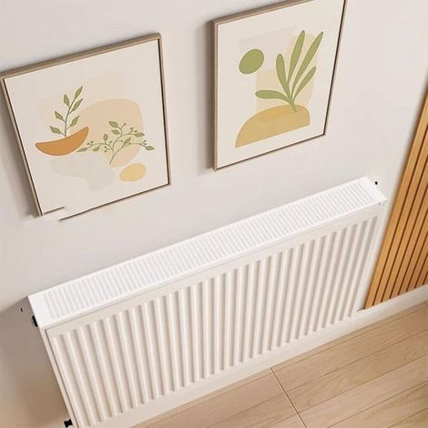Cache-radiateur blanc 40x10 cm – Protection anti-poussière avec fixation magnétique – Tissu coton et lin respirant – Design élégant (1/5)