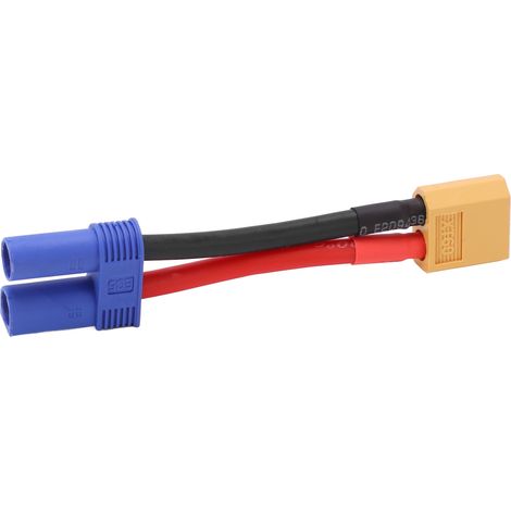 Câble adaptateur XT60 mâle à EC5 femelle pour modèles RC - Silicone flexible, sécurité optimale et robustesse (1/5)