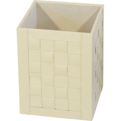Poubelle cuir crème Intrecci (1/2)
