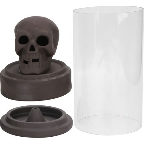 Encensoir à contre-courant en argile violette, crâne pare-vent, décoration maison avec abat-jour LED pour Halloween (1/5)