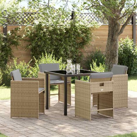 Ensemble de salle à manger pour jardin 5 pcs-Salon de jardin Beige polyrotin 395447 (1/5)