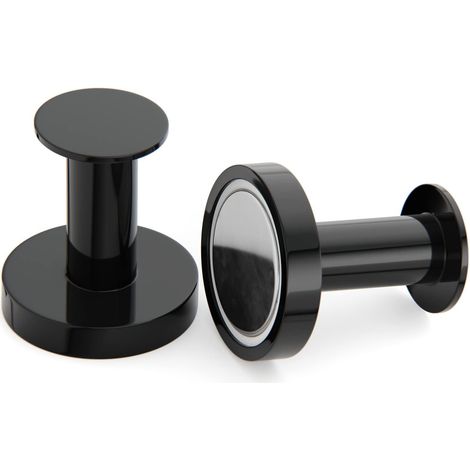 Perchero magnético para colgar abrigos y bolsos, 2 ganchos de pared negros extremadamente resistentes, para puertas de metal de neodimio poco común, ganchos para puertas de refrigerador... (1/2)