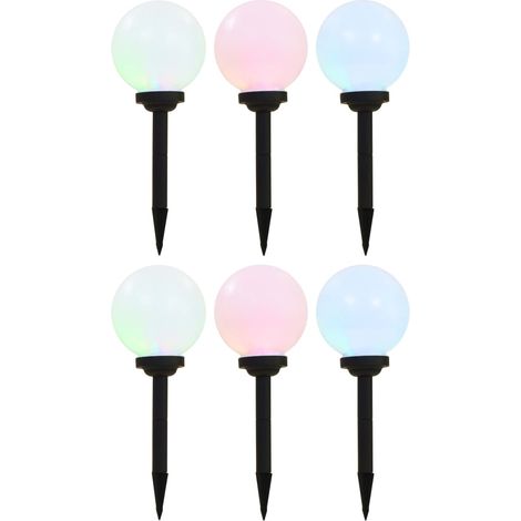 Außen-Solarlampen 6 Stk. LED Kugel 20 cm RGB