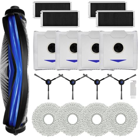 Kit d'accessoires pour aspirateur Ecovacs Deebot N30 PRO OMNI – 1 brosse principale zéro démêlage – 4 filtres HEPA – 4 serpillières microfibre – 4 sacs à poussière (1/5)