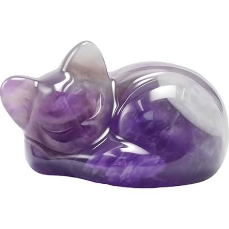 Sculpture de chat en améthyste de 3,5 cm, adorable ornement de chat en cristal, idéal comme décoration pour le bureau à domicile (1/5)