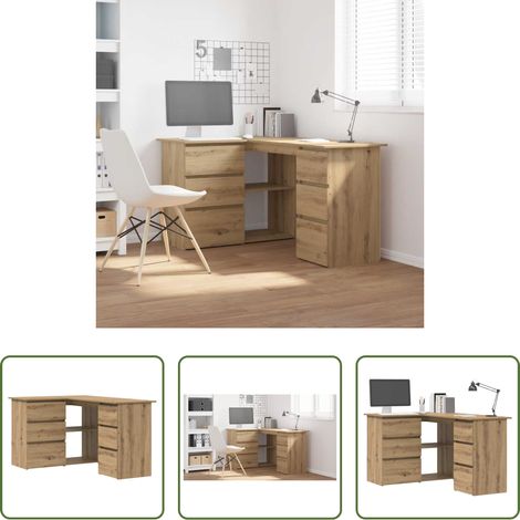 Holzwerkstoff - Eckschreibtisch Artisan-Eiche 145x100x76 cm Holzwerkstoff (1/5)