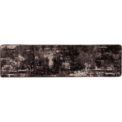 vidaXL Rug Runner MARSA Black 80 x 400 cm Polyester and PVC