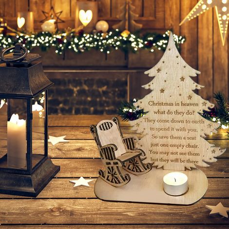 Bougie souvenir de Noël en bois, bougeoir pour se souvenir des êtres chers, décoration de table pour Noël. (1/5)