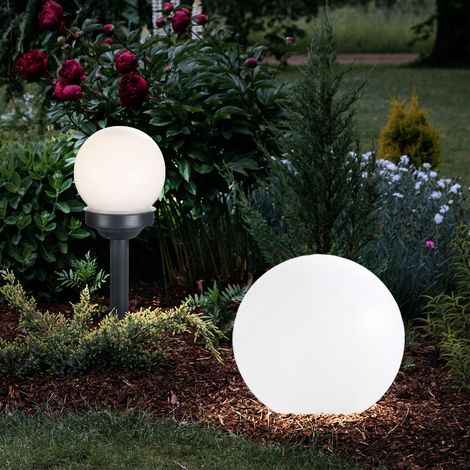 Boule lumineuse solaire boule de jardin boule solaire décoration de jardin LED solaire pour l'extérieur, avec piquet, durée d'éclairage environ 6-8 heures, blanc chaud, D 10/15 cm, lot de 2