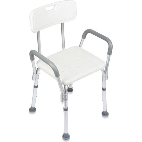 SWANEW Sgabello da doccia sedia da doccia sgabello da bagno antiscivolo fino a 136 kg con braccioli con schienale in alluminio 6 regolabile (1/5)