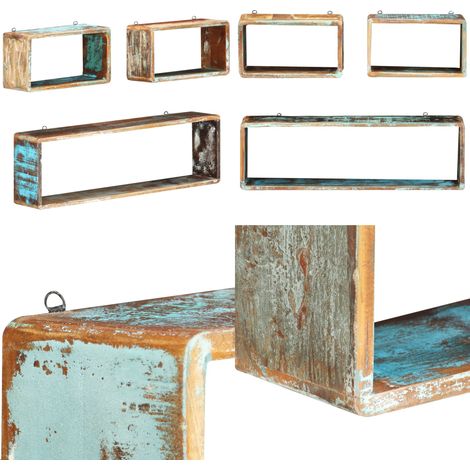 Ensemble d'étagère cube 3 pcs Bois solide de récupération - Étagères Murales - Étagères Cube - Meubles Design - Rangement Mural - Décoration Intérieure - Home & Living (1/5)