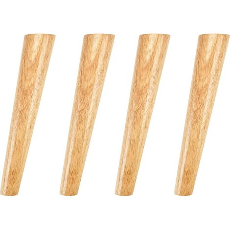 4 Pieds de meuble en bois, hauteur 6-25cm, chêne et hévéa massif avec plaques et vis pour canapé, table basse (1/5)