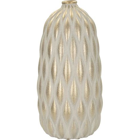 Vase Déco en Céramique "Pepitas" 44cm Gris & Or (1/5)