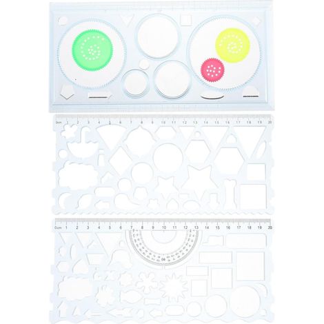 Gabarit de dessin géométrique, ensemble 3 pièces en plastique (1/5)