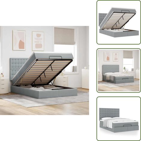 VidaXL Cadre de lit ottoman et matelas gris clair 140x200 cm tissu (1/5)