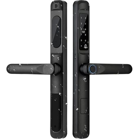 Serrure de porte intelligente Serrure de porte intelligente étanche Tuya WiFi App serrure biométrique coulissante en aluminium poignée de porte d'empreinte digitale serrure numérique sans clé en verre (1/5)