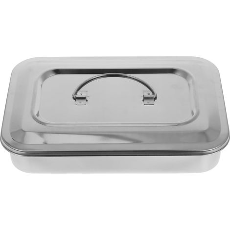 Boîte de Acier Inoxydable Couvercle Carré 9.45X6.50X1.97 Pouces Plateau pour Stérilisateur UV et Rangement D’Instruments de Piercing (1/5)