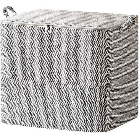 1 Sac de rangement pliable, tissu non tissé renforcé, 48x44x48cm, pour couettes et vêtements, gris (1/4)